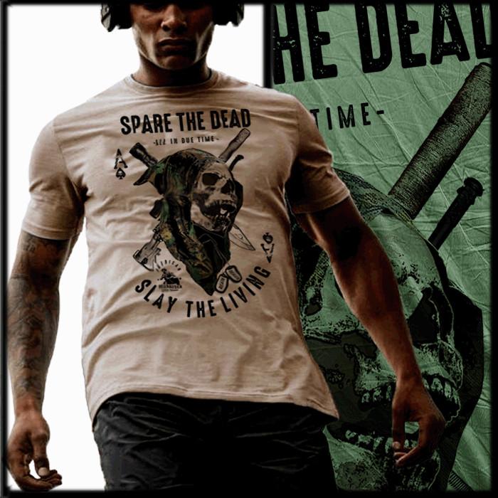 

Spare the dead slay the living T-shirt Grim Reaper Infantryman Tactical assault L