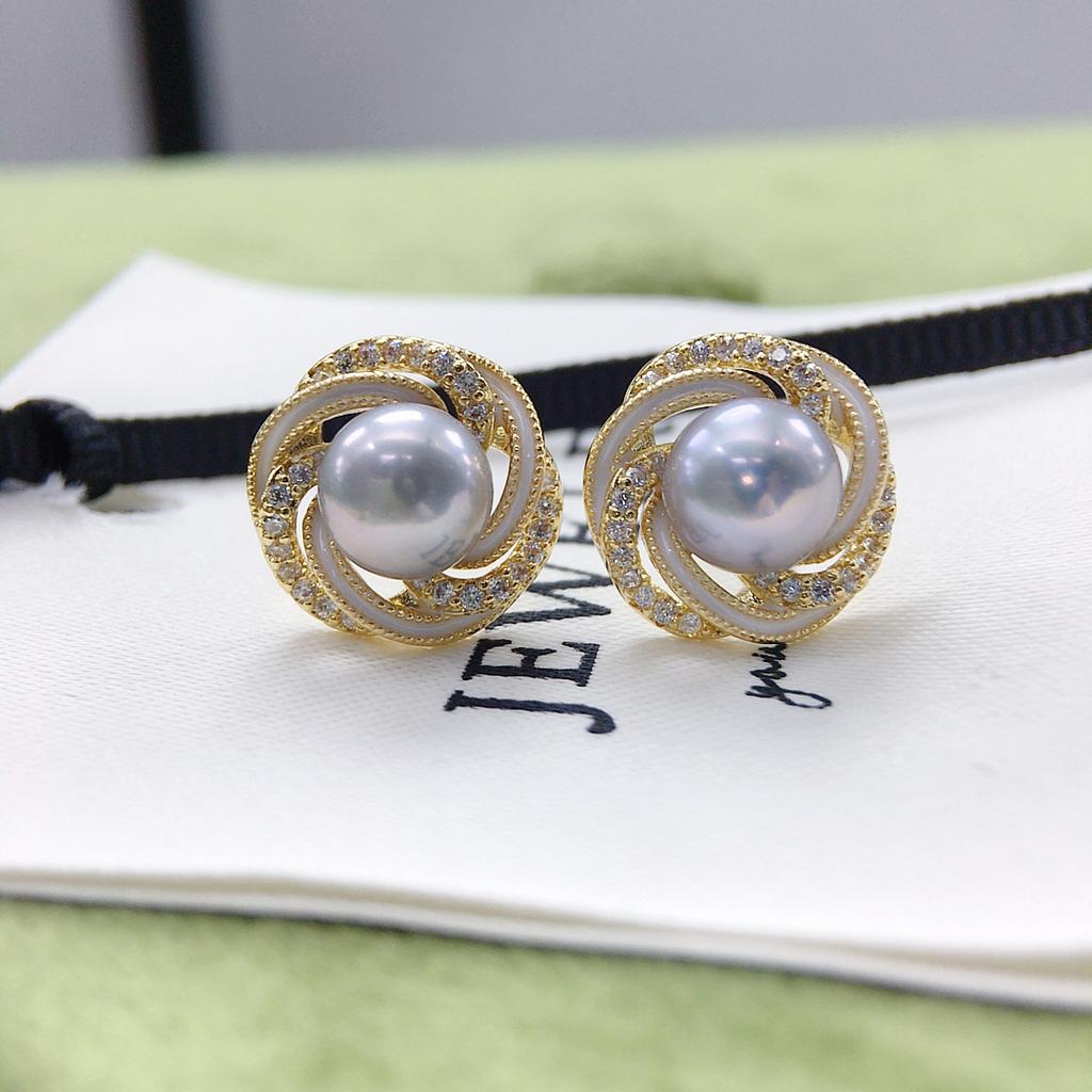 Natural Freshwater Pearl Earrings, French Retro Bird's Nest Classic Style, Exquisite and High-end Jewelry, Women's Jewelry
