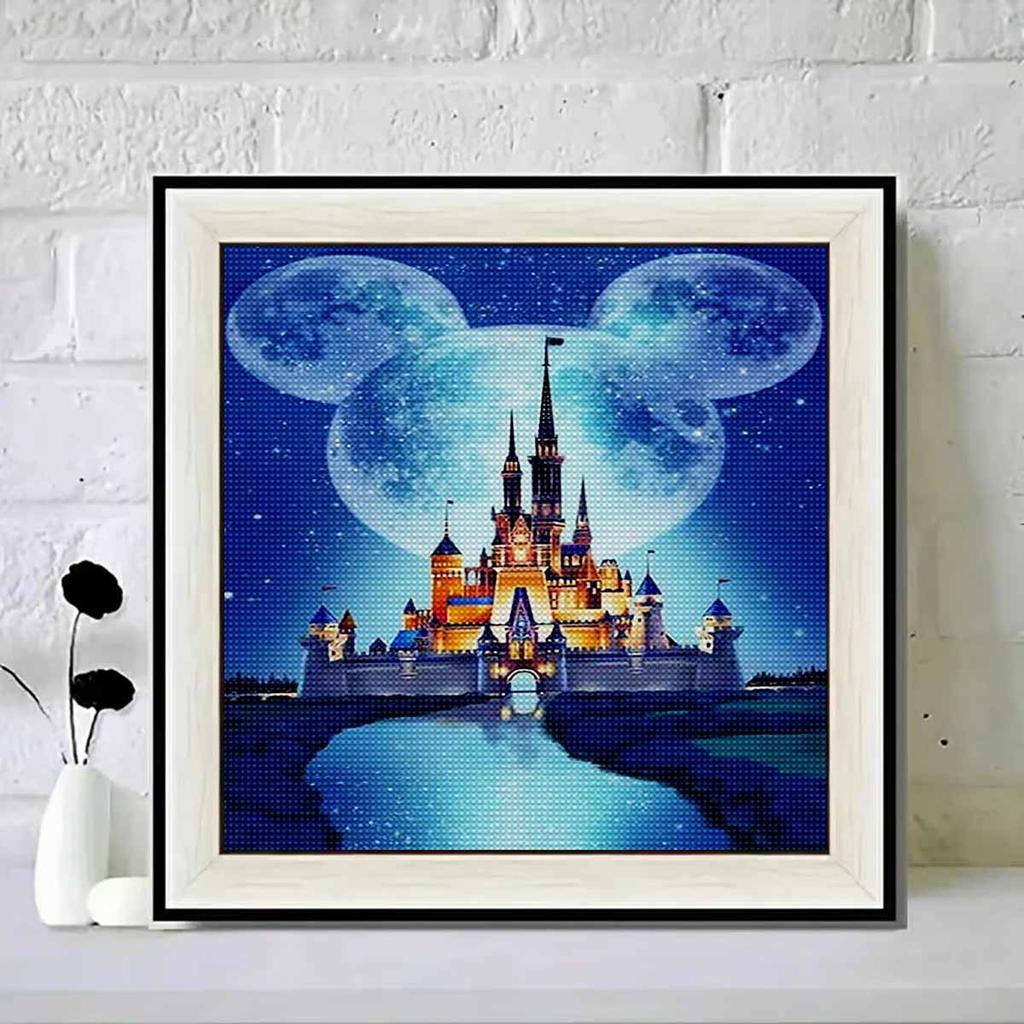DIY Diamond Painting Round Diamond Mickey and The Castle Full Diamond Mosaic Home Decoration Painting Cross Stitch Kit