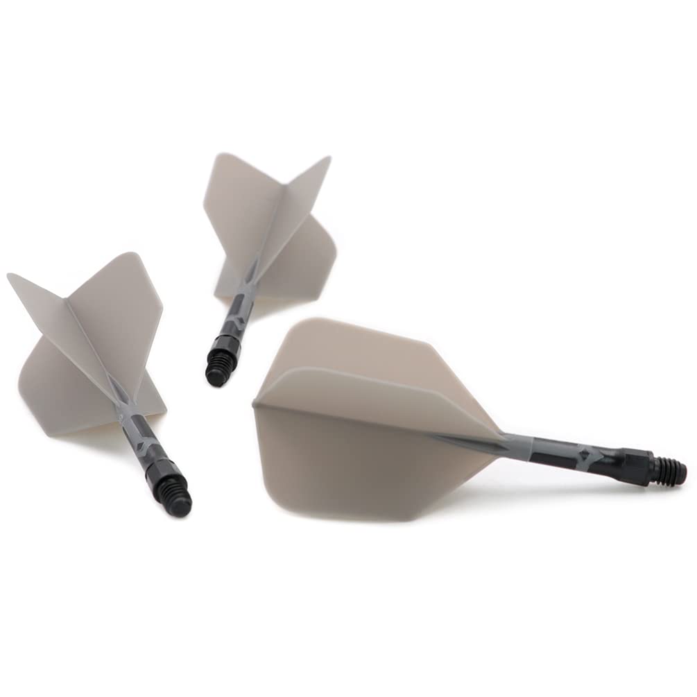 CUESOUL Integrated Flight And Shaft ROST T19 Big Wing Shape Two Tone Size S Gray Flight Black Shaft 3 Set CS-AK5711-1S