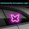 Car LED Ambient Light, Solar-Powered Butterfly LED Neon Light, Waterproof 6 Modes Rechargeable Car Window Light Atmosphere Light