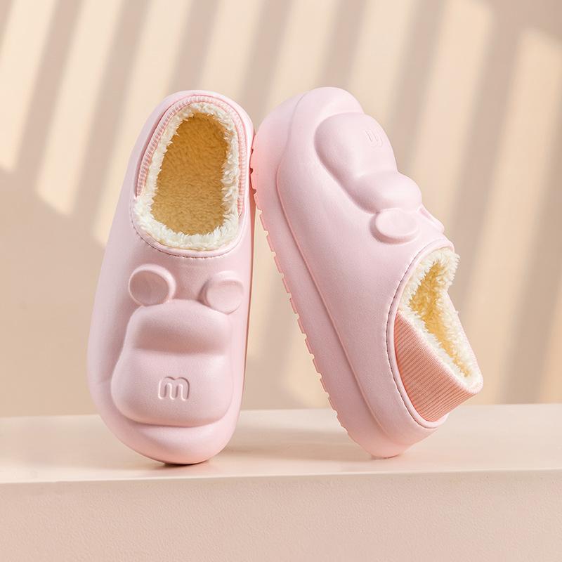 

Waterproof cotton slippers women s winter new inner thermal bag heel cotton drag girl velvet cotton shoes silent wool slippers 36-37 розовый