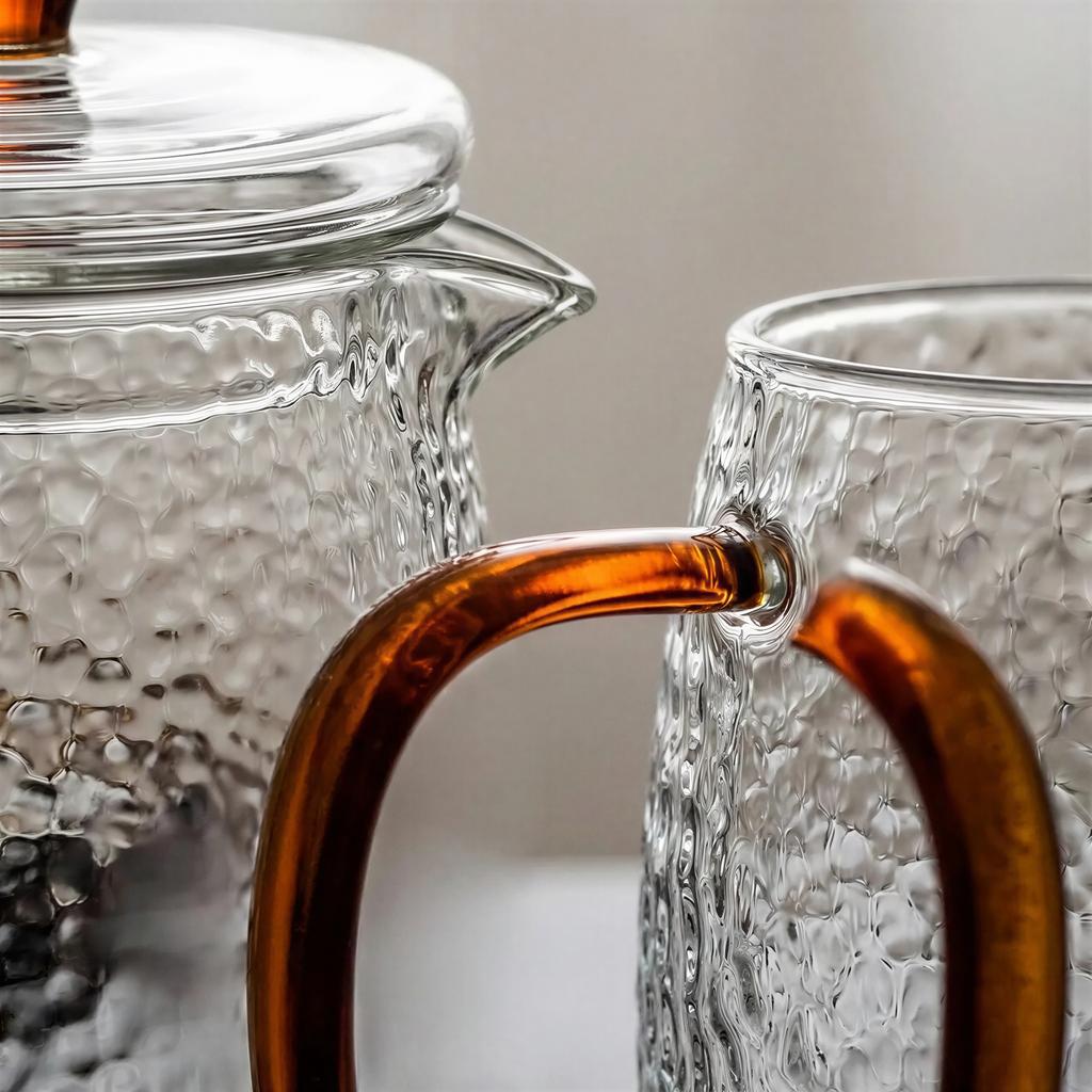 GLASS JUG TEA INFuser 1L WITH FILTER 2 GLASSES AMBER EAR
