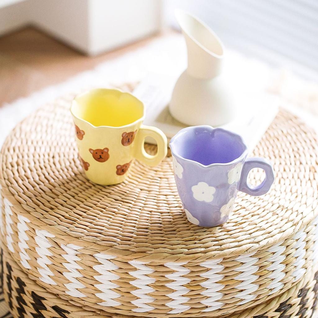 300ML Blue Cloud Hand Pinch Mug Creative Ceramic Milk Coffee Cup Irregular Tea Milk Juice Water Cup Office Student Drinking Gift