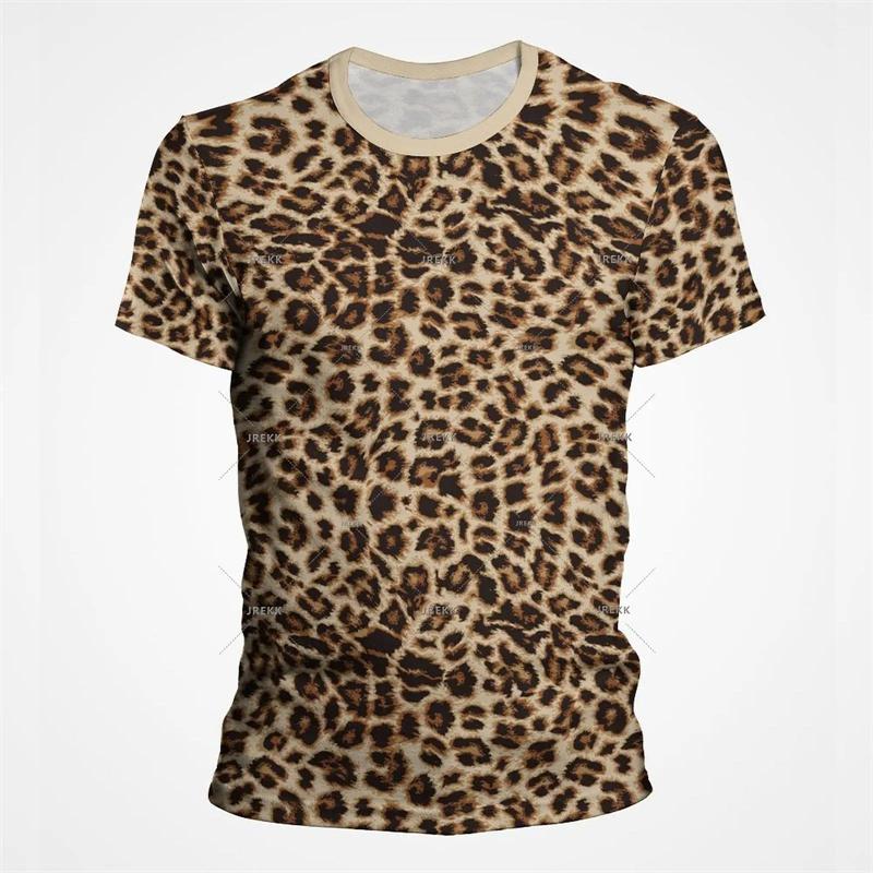 Leopard Print 3D Funny T Shirts for Men's And Women's Clothing Summer Short Sleeve T-Shirt Unisex Streetwear Oversize Tops Tees