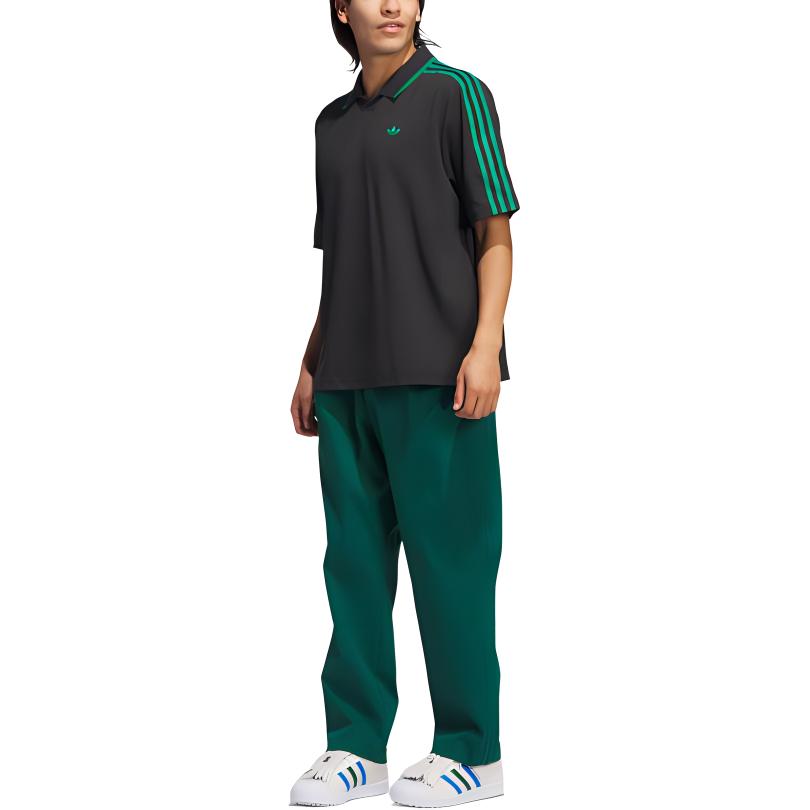 adidas Originals Rolling Links Polo Shirt Black Green JE6721