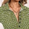 Women's Fashion Casual Printed V-Neck Long Sleeve Button-Down Top
