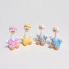 PVC Duck Figurine 4Pcs Mini Cartoon Figurines, Cute Polka-dot Pajamas Statues, Miniature Figures Macaron Animal Ornaments for Car Console Desktop