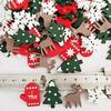 Christmas Tree & Elk Wood Decorative DIY Buttons Set: Printed Gloves & Colorful Designs