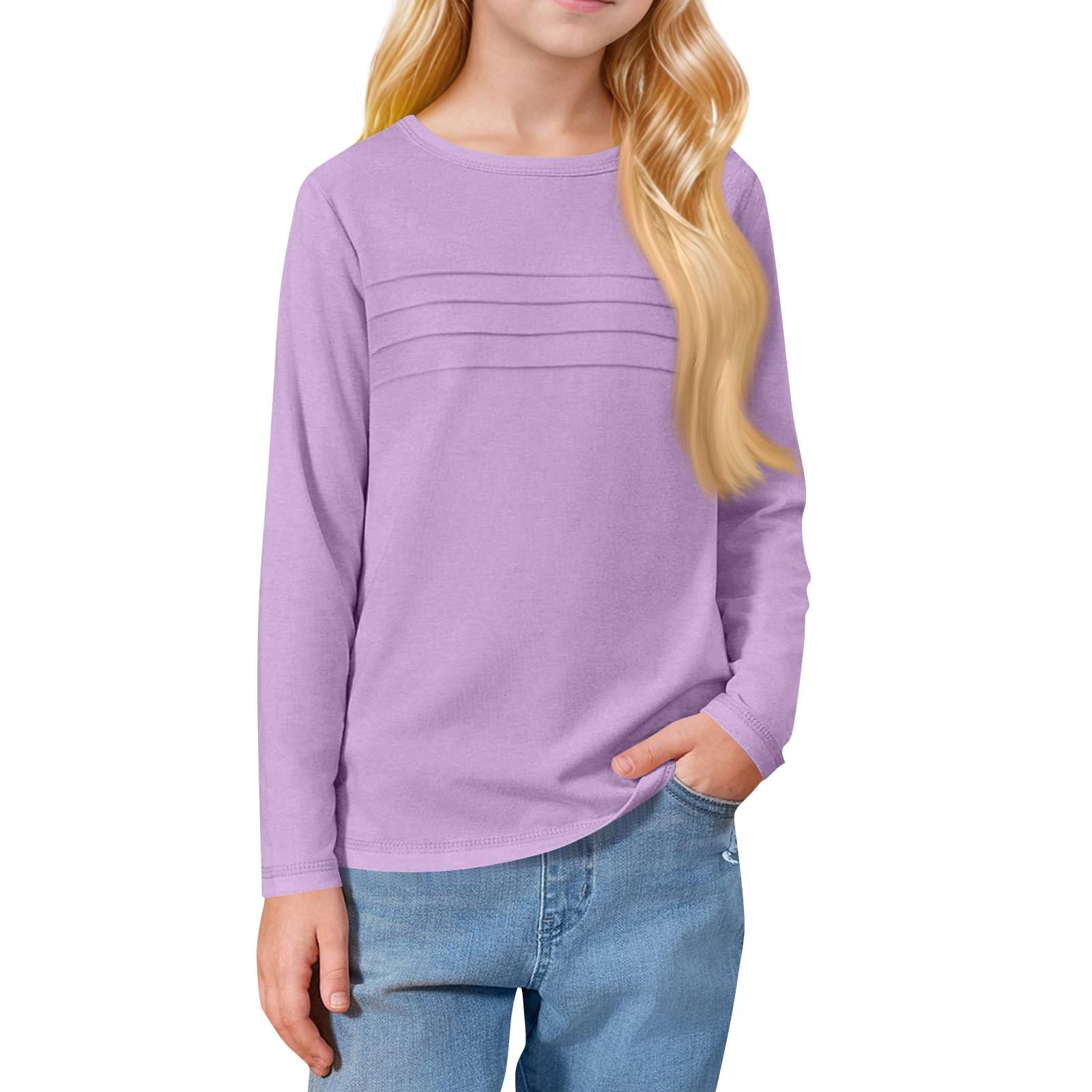 

Детский топ с длинными рукавами и круглым вырезом, однотонный, повседневный 120