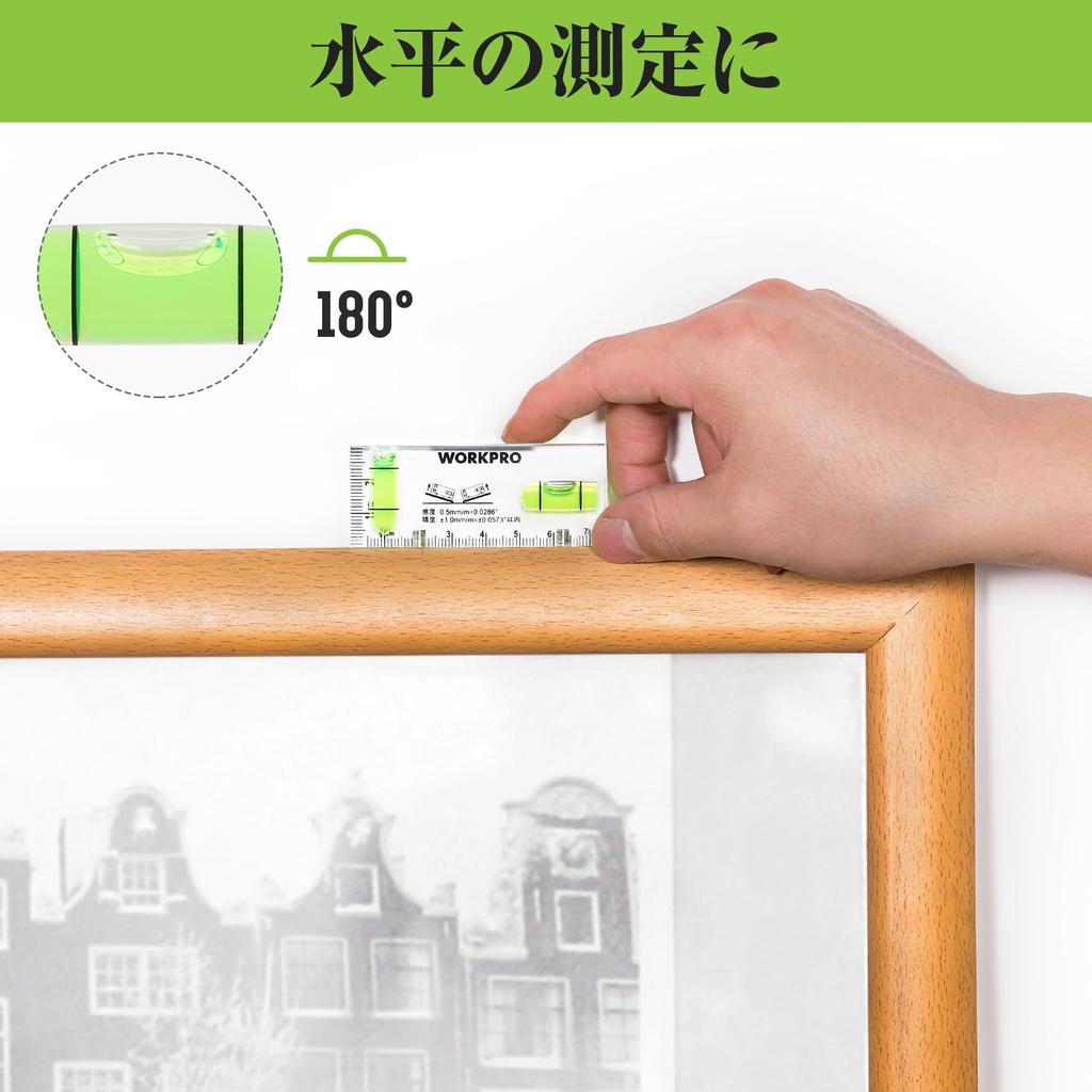 Mini vodováha WORKPRO Mini vodováha Křišťálová vodováha Vodováha z akrylové trubky Vodováha s 6 měřeními stran s magnetem Horizontální libela Vertikální libela s