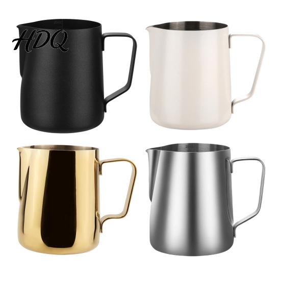 Coffee Frother Jug with Scale Stainless Steel Milk Frothing Pitcher Professional Latte Art Cup Espresso Tool Measurement Scale Dripless Spout