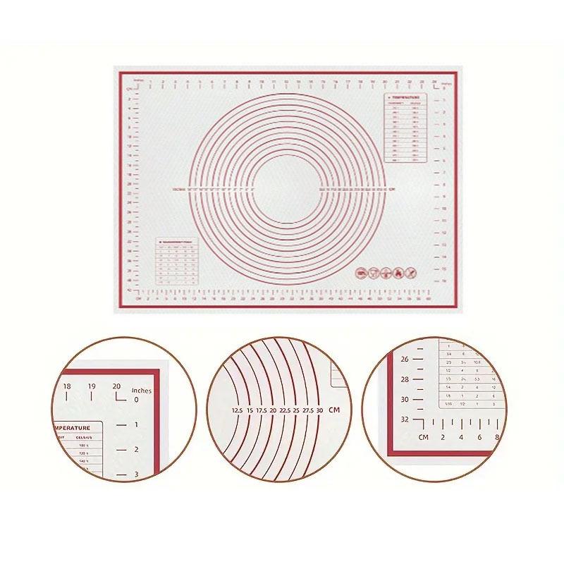 Küchenbackzubehör Silikon-Küchenmatte Lebensmittelqualität Gebäck- und Gebäckzubehör Knetmatte Verdicken Kneten Mehlbar