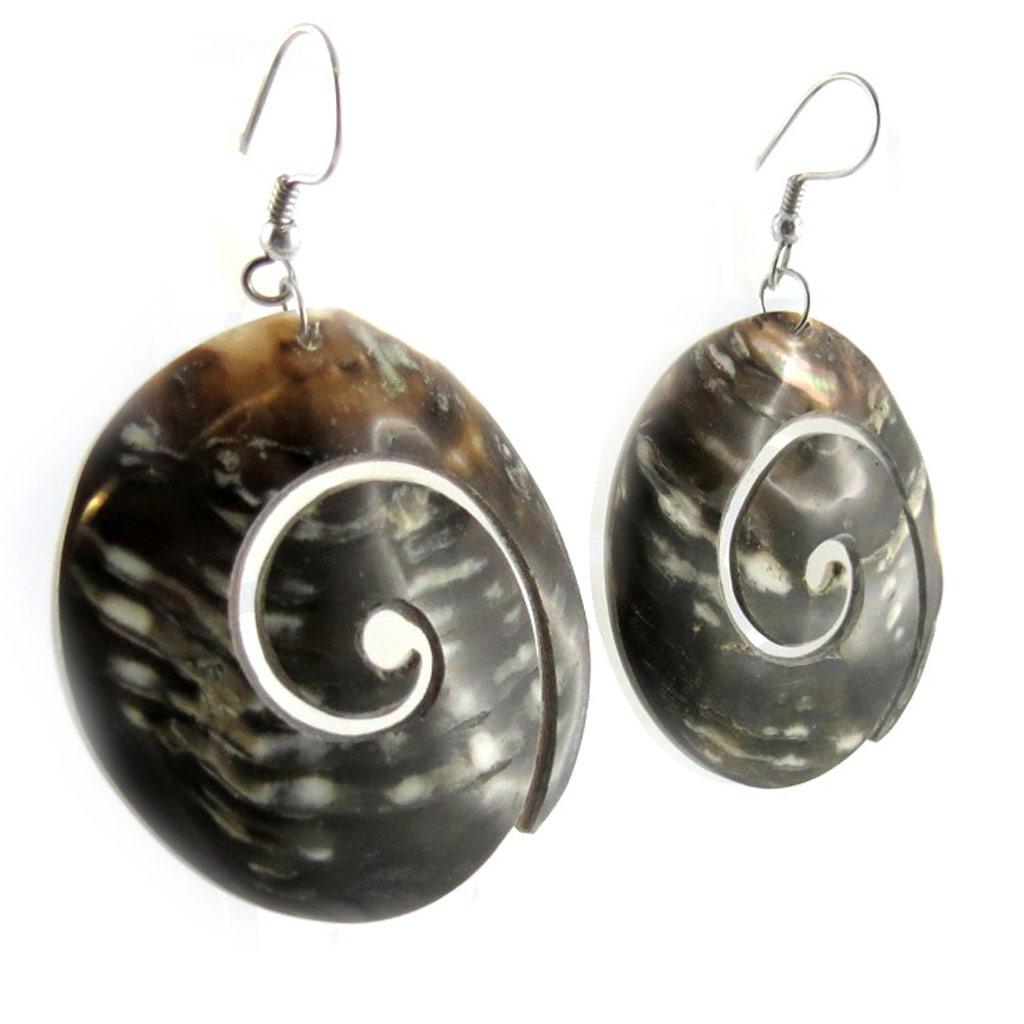 Les Trésors De Lily [E7236] - Designer 'Kilimanjaro' Mother-of-Pearl Earrings