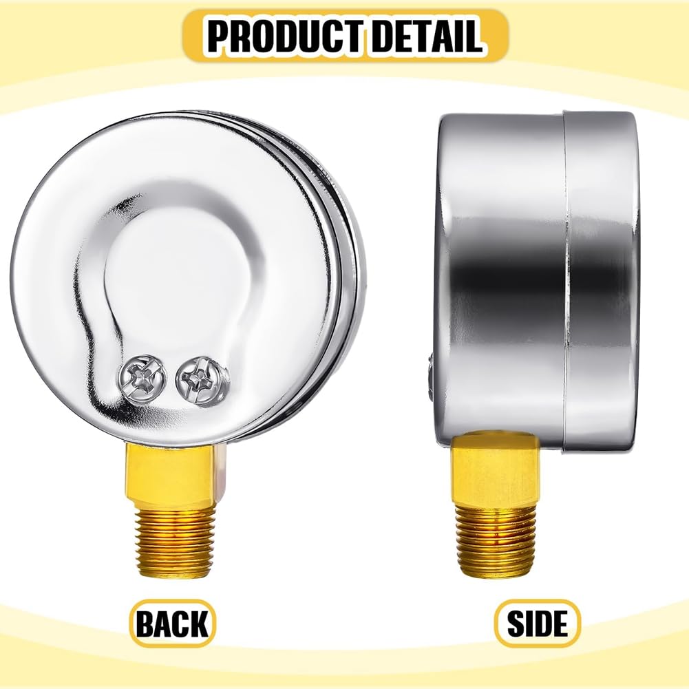 Bunggou 0-200 Psi Air Pressure Gauge 4 Pcs 1/8" Male NPT Connection Air Gauge