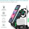 4 In 1 15W Fast Wireless Charger Stand For iPhone 14 13 12 X Samsung Huawei Apple iWatch Foldable Charging Station for Airpods 3 Pro
