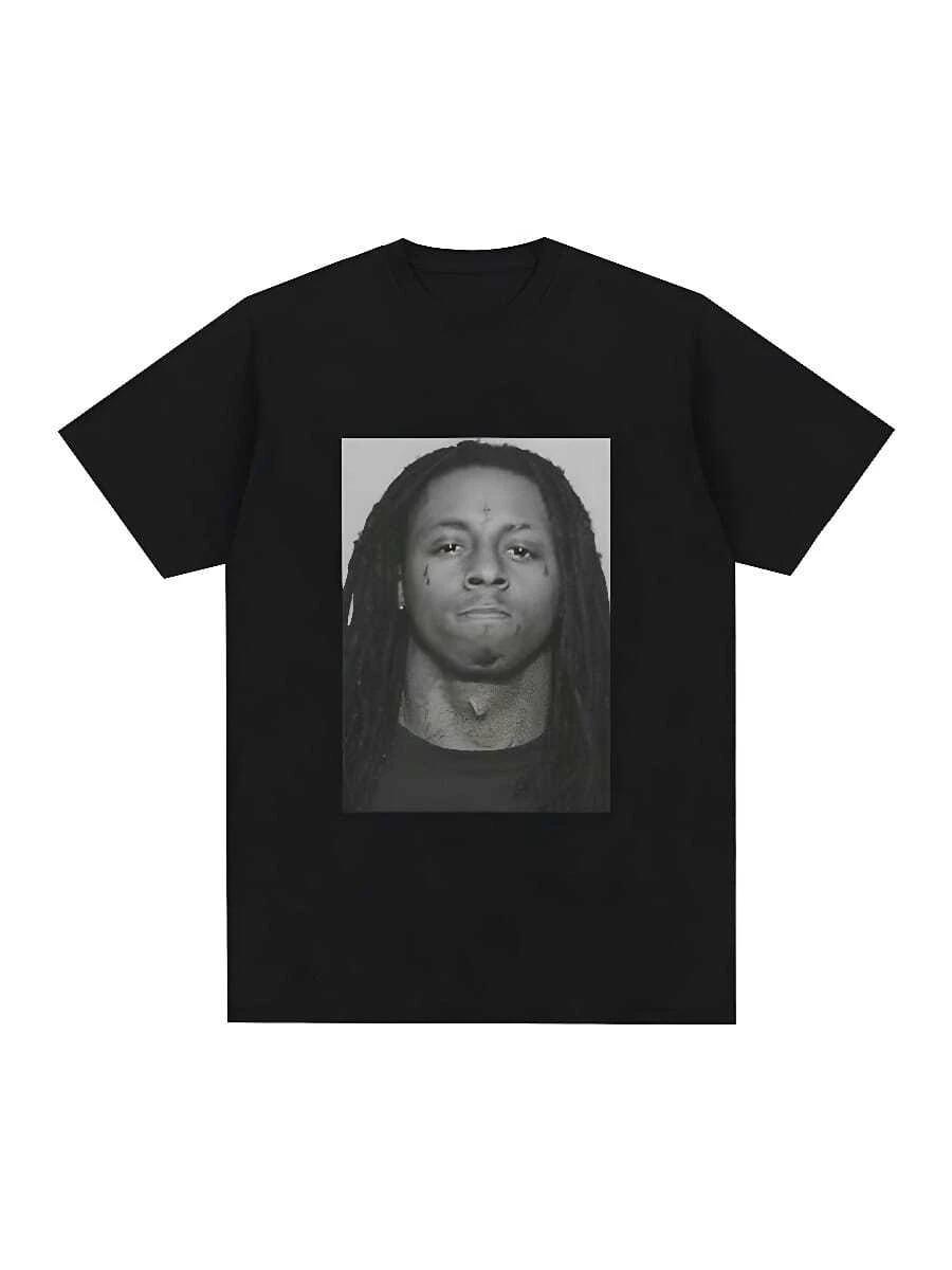 

Rapper Lil WayneS Mugshot Graphic TShirt 100 Cotton Comfort Loose T Shirt Unisex Hip Hop Vintage Short S