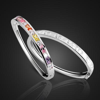 Luxury Color Zircon Rainbow Bracelet Platinum-Plated Simple Jewelry Direct Sales