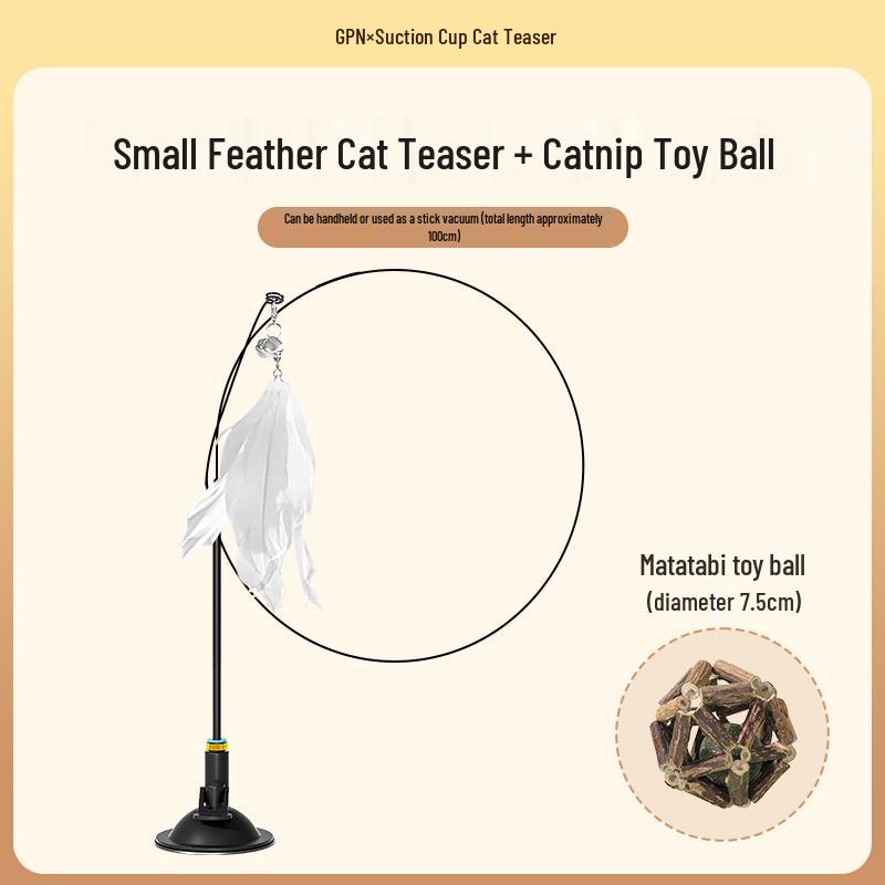 Cat Teaser Wand with Suction Cup: Self-Play and Boredom Relief Toy for Kittens and Young Cats