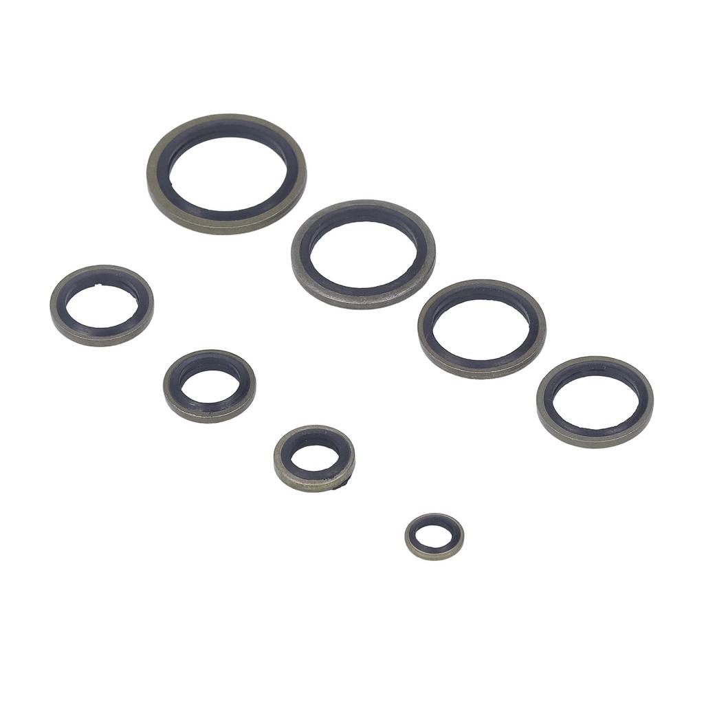 110 Pcs Oil Seal Washer M6 M8 M10 M12 M14 M16 M18 M20 Rubber Bonded Seal Oil Gasket Metal Sealing Washer
