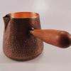 Vintage Hand-Rinsed Pure Copper Coffee Pot,Handcrafted Engraving Hammer Texture 700ml Boil Tea Teaware,Wooden Handle Teapot