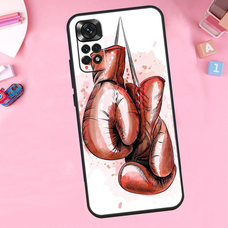 Boxing Gloves For Xiaomi Redmi Note 14 10 11 12 13 15 Pro Plus Phone Case For Redmi 15C 14C 10C 12C 13C 15