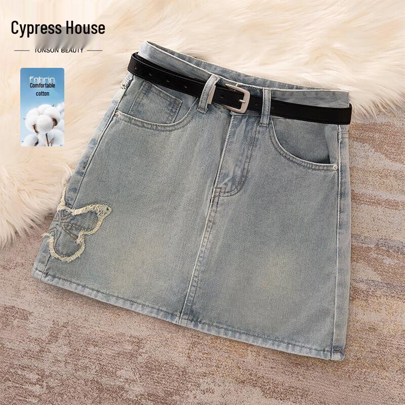 Женская джинсовая мини-юбка А-силуэта с высокой талией, с эффектом потертости XL