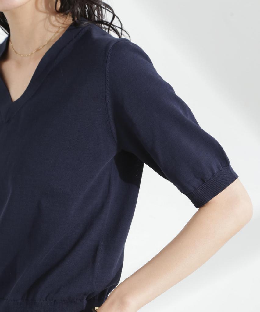 Nano Universe TEKNICO GIZA Cotton Compact F V-Neck Knit, Women's, 090, Pink, 669-5122313