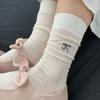 Women's Spring and Summer Ultra Thin Cotton Breathable Mesh Bow In The Tube Pile Socks