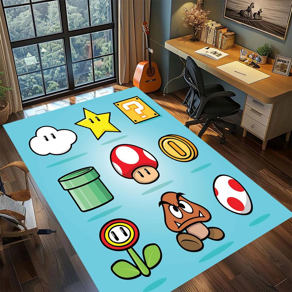 Mario Anime Character Carpet for Living Room Bedroom Home Decor Cool Movie Mat Play Floor Mat