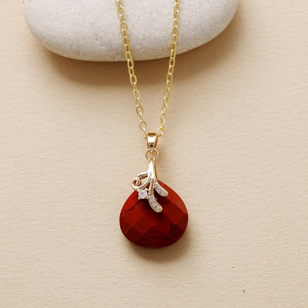 High Quality Fashion Light Luxury Simple Natural Crystal Water Drop Zircon Pendant Real Gold Electroplated Collarbone Necklace Jewelry Gifts