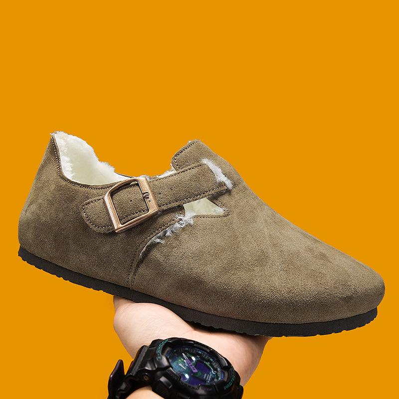 2025 Winter Cotton Warm Closed-Toe Birken Cork Slippers for Men & Women