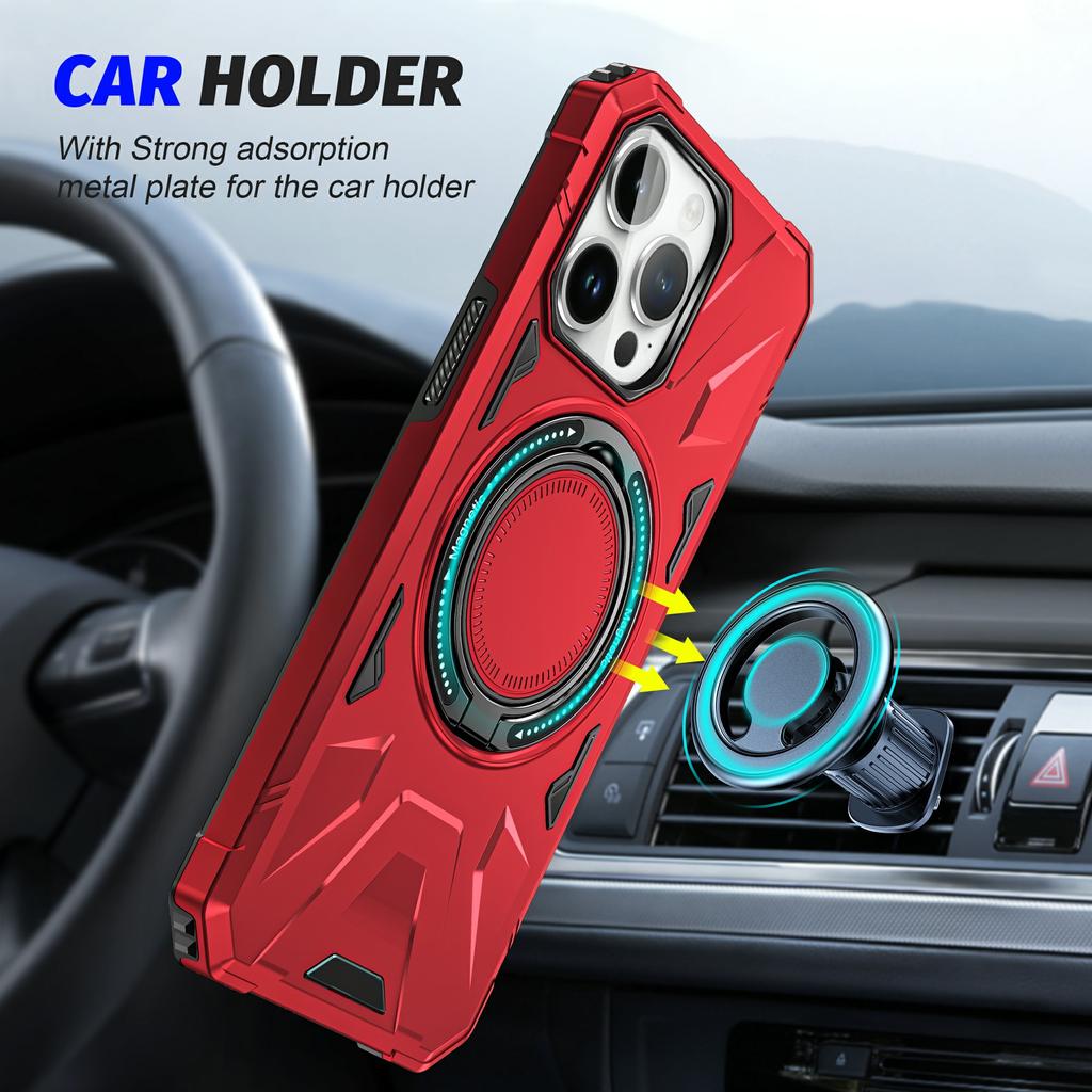 For iPhone 15 Pro Max TPU+PC Phone Case Rotatable Kickstand Protective Cover