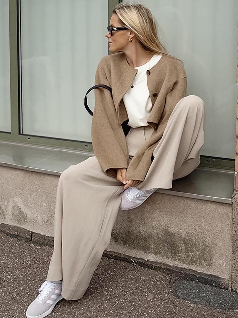 2023 Merlad Style Brown Woolen Coat: European & American Autumn/Winter Short Women's Top
