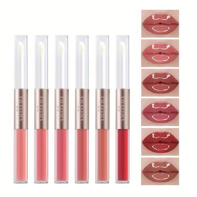 Doppelendige Samt-Lippenglasur ist bequem zu tragen. Feuchtigkeitsspendende, matte, matte, antihaftbeschichtete Tasse. Dreizweck-Lippenfärbe-Lipgloss-Lipgloss-Set