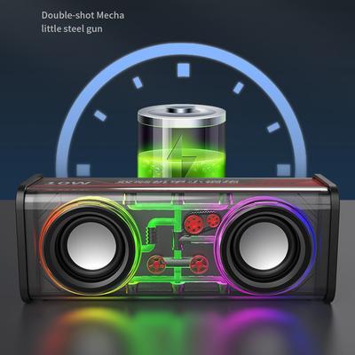 Transparent Mecha Speakers Bluetooth 5.0 Wireless Double Bass Diaphragm Subwoofer Music TWS RGB Light Mini Party Loudspeaker