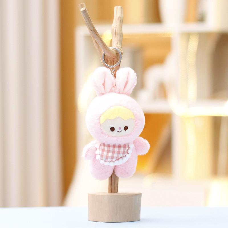 Rabbit Bib Key Chain Cartoon Toy Backpack Pendant Decoration Plush Cute Doll