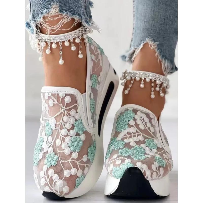 Schnür-Flats Plateau Damen Sportschuhe Mesh Atmungsaktive Sneaker 2025 Sommer Neu Lässige Sandalen Laufen Strand Rocken Tanzschuhe