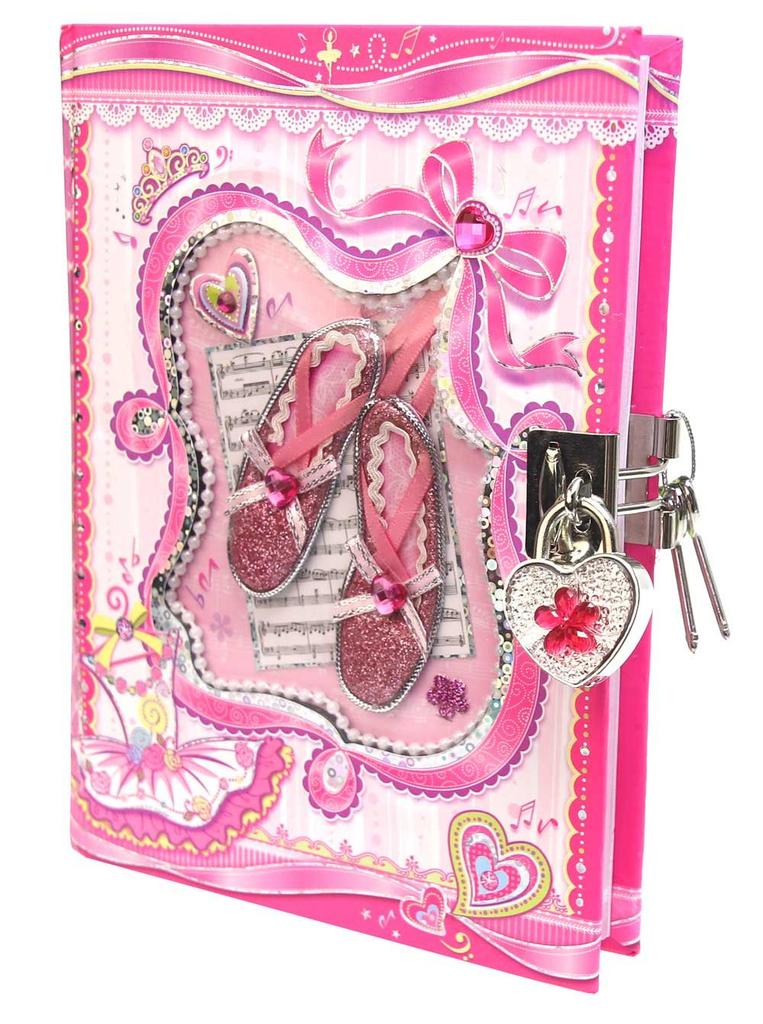 PECOWARE Journal with Ballet Pecowear Birthday Gift Lock, Pattern, Pink, Stationery, Diary, Planner, Notebook, Kids, Girls,