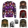 New Men's Round Neck Sweatshirt To Come and Flow Fashionable 3D Digital Tattoo Printed Top