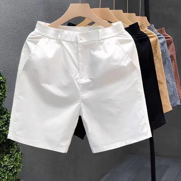 Versatile Men's White Casual Straight Shorts - Summer Trendy Thin Design