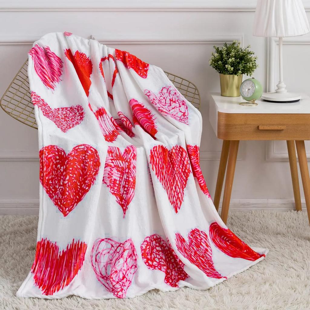 Valentines Day Blanket Kiss Me Red Lips Blanket Festival Birthday Gifts for Women Girlfriend Wife Flannel Love Throw Blankets