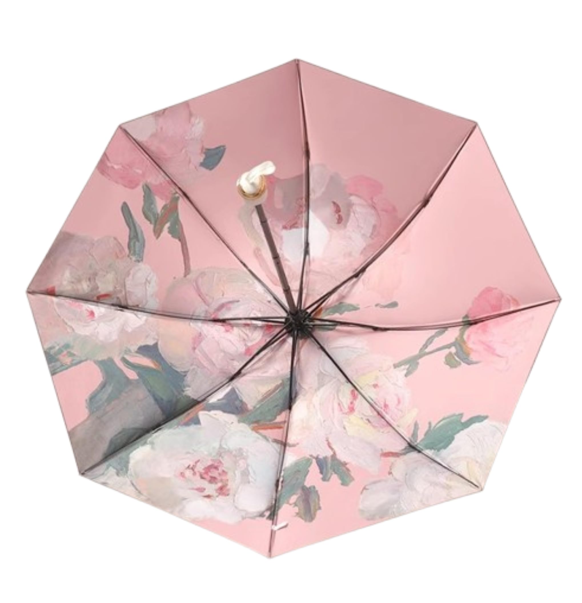 

Зонт Flower Garden Reverse Folding Umbrella для солнечной и дождливой погоды с принтом, солнцезащитный крем от ультрафиолета, диаметр дюймов 8, портативная сумка в комплекте, женская, модная,