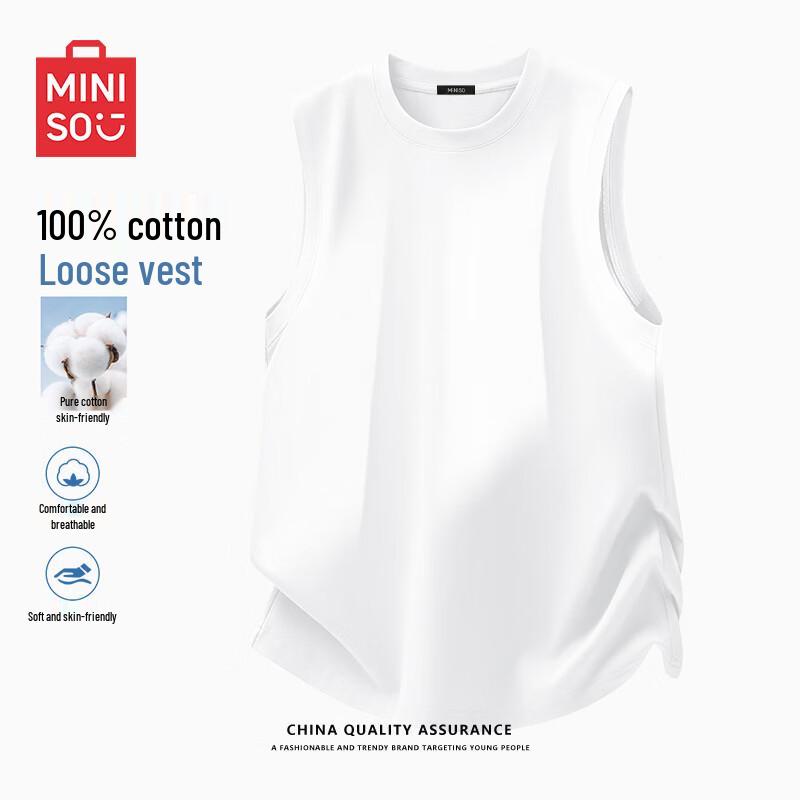 MINISO Men's Basic Pure Cotton Sleeveless T-Shirt