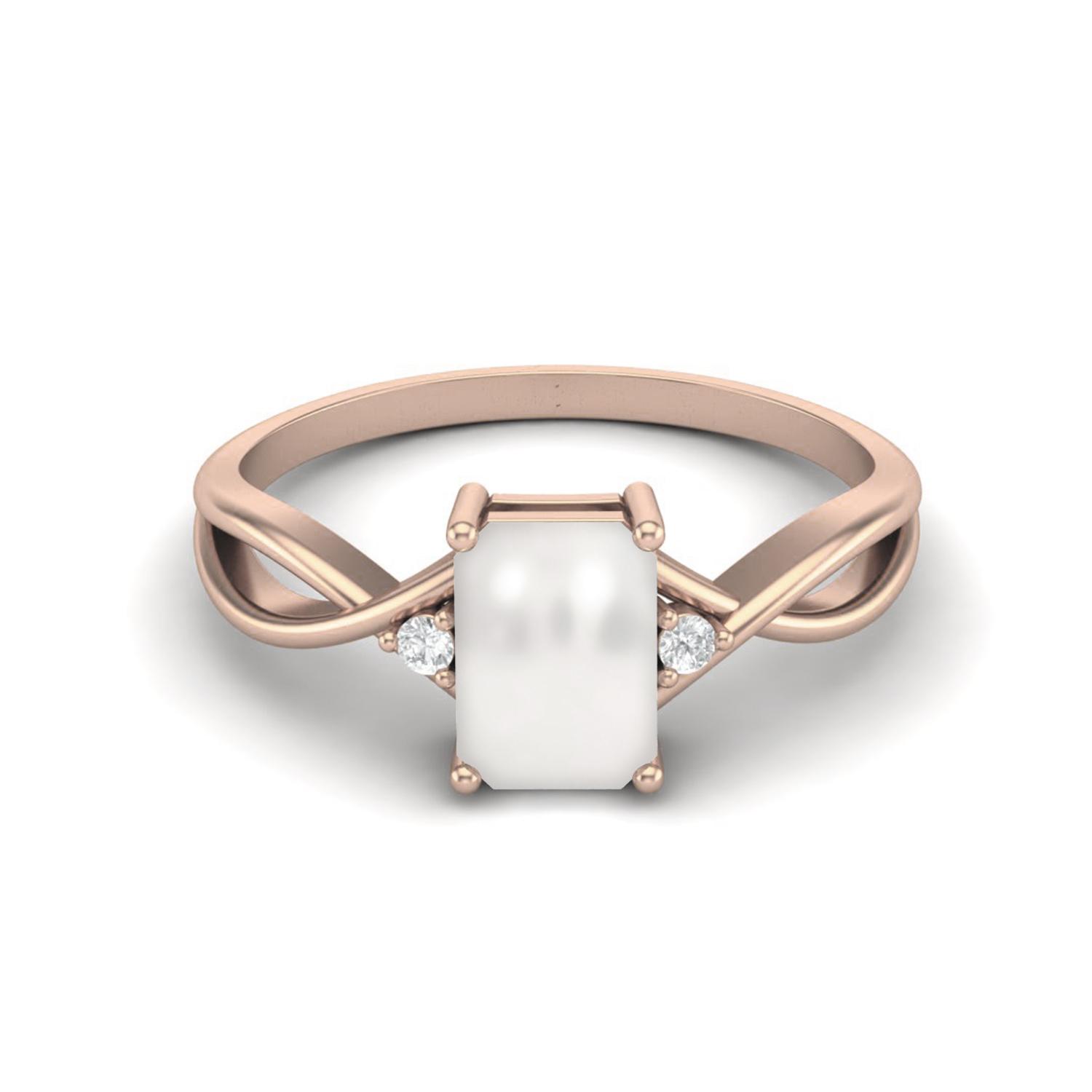 

925 Sterling Silver Rose Vermeil 7x5mm Octagon Shape Pearl Women Celtic Engagement Ring 11 ярко-розовый