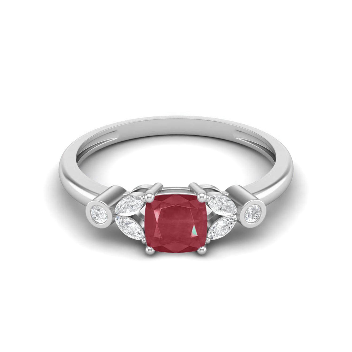 2.06 Cts Cushion Shape Ruby Solitaire 925 Sterling Silver Classic Accent Wedding Ring 5