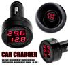 USB Evrensel Araba SUV Şarj Cihazı Çift Adaptör 12V 24V Dijital Voltmetre Termometre 2in1 Araba Akü Monitörü Volt Sıcaklık Ölçer