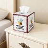 Cute Watercolor Animal Art Organizer Iron Square Tissue Box, Bee And Bird Print Decorative Storage for Cafe Breakfast Holder, Pastoral