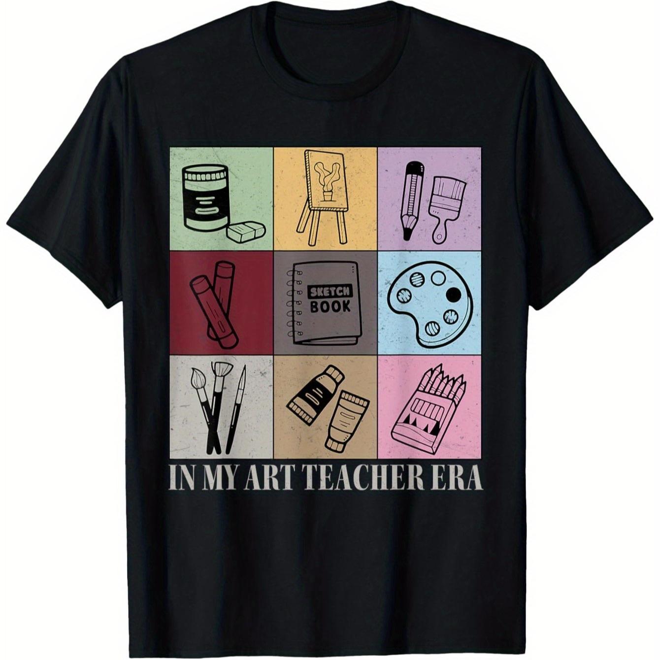 In My Art Teacher Era Retro Graphic T-Shirt 100% Cotton O-Neck Short Sleeve Summer Casual Mens T-shirt Streetwear S