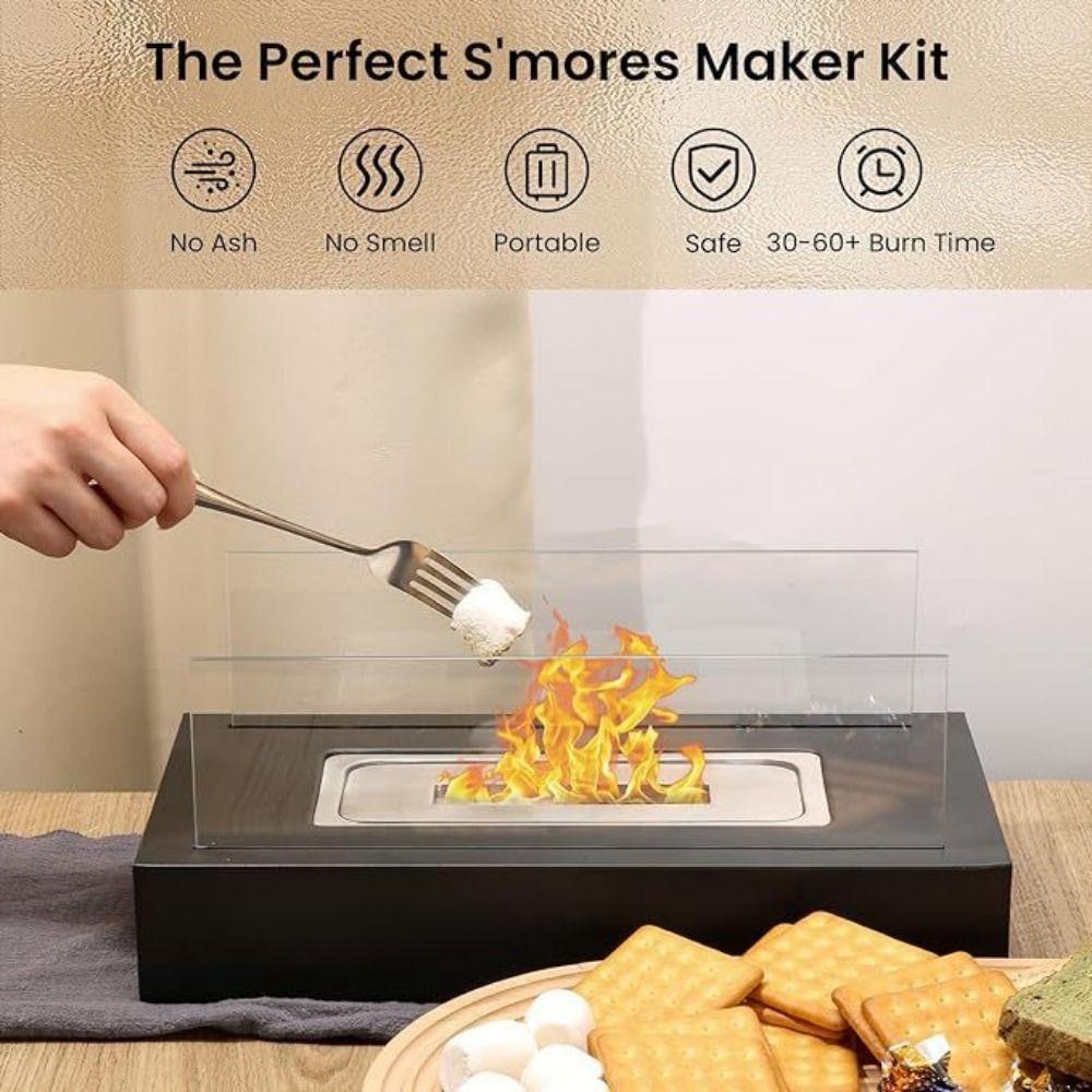 Safer Tabletop Fire Pit Smokeless Portable Smores Maker Small Ethanol Fireplace  Housewarming